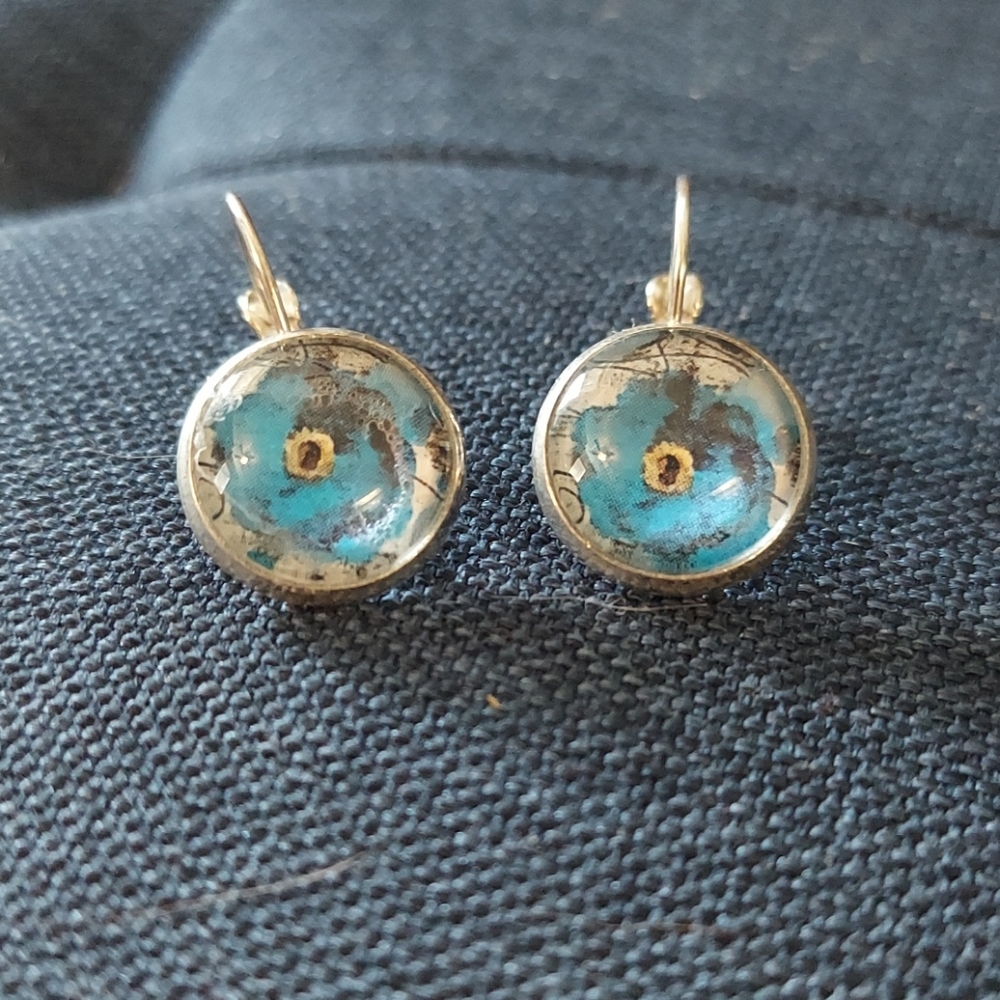 FLOWER BLUE EARRINGS - Picture 2 of 5